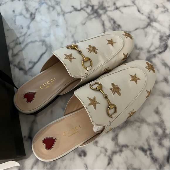 Gucci Princetown Leather Slide Quentin Mystic White Embroidered - Picture 10 of 16